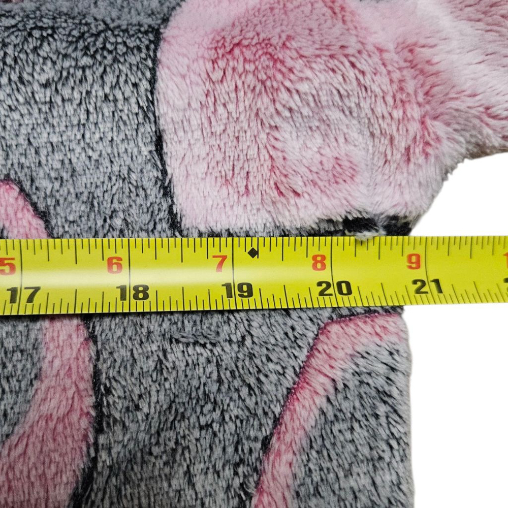MissShorthair Large Grey Pink Heart Fleece Pajama Set - Picture 7 of 15